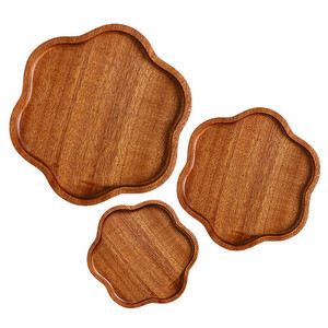 Ensemble de plateaux de service en bois massif avec poignée pour tasses à thé, fruits, accessoires de pâtisserie 80-110 Char - Product Image 5