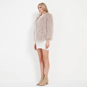 Cappotto in Vera <span class=keywords><strong>Pelliccia</strong></span> di Procione Lavorato a Maglia per Donna Pudi, Nuovissimo Cappotto Invernale Caldo per Ragazze, Giacca Maglione Taglie Forti Nero <span class=keywords><strong>Rosa</strong></span> CT122 - Product Image 4