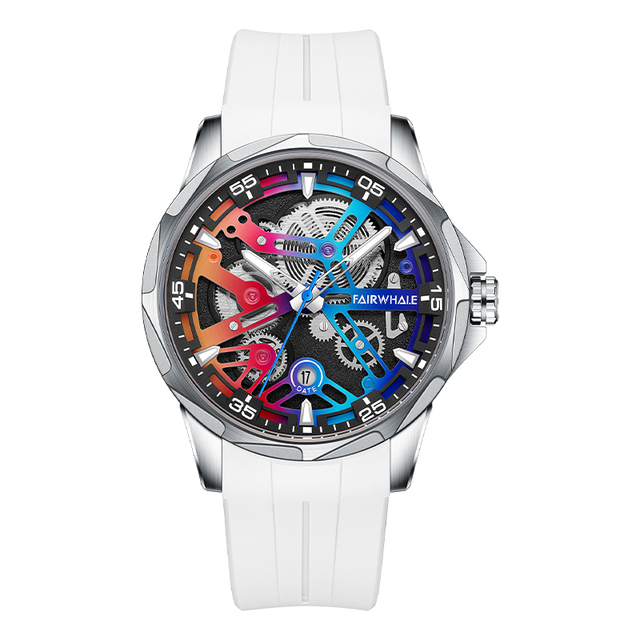 Mark Fairwhale High Quality Transparent Dial Automatic Mechanical Waterproof Stainless Steel Case Rubber Strap Men Watch FW-6620