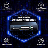 Conmutador Ethernet Gigabit PoE8 TONGVEO, 8 Puertos PoE+2 Uplink, Transmisión de 100m y Seguridad VLAN, Gigabit RJ45, 30W, Alta Estabilidad