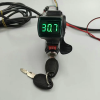 Akselerator pemindah jempol 12-100v, Voltmeter baterai tampilan Digital + kunci/3 tombol + saklar kecepatan untuk suku cadang sepeda Mtb skuter