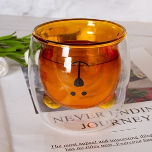 Tazza per orsetto trasparente ad alto borosilicato carina bicchieri di vetro a doppia parete resistenti al calore bicchieri - Product Image 2