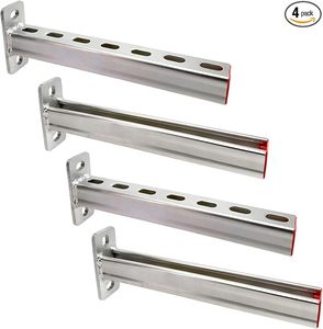 HENENG 14 Inch Steel Bracket Support Channel 4 Pack, Heavy Duty Fastener Braces for Display <b>Stands</b>, Frames & <b>Pipe</b> Structures - Product Image 2