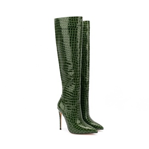 Short Style Snakeskin High Heel <b>Boots</b> Pointy Toe Solid Fashion Women Shoes Knee High <b>Boots</b> Slip-on Big Size 47 - Product Image 3