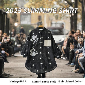 Camisa negra con bordado floral para mujer, corte holgado, manga larga, blusa informal para otoño - Product Image 2