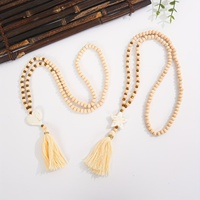 Collier bohème personnalisé avec pampilles, perles en bois et pendentif en turquoise synthétique, long collier pour pull, OEM ODM