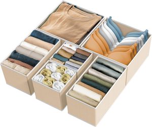 Set of 6 Drawer Organizer Socks <b>Foldable</b> Underwear Drawer Clothes Organizer Collapsible Storage <b>Boxes</b> Lingerie Drawer Organizer - Product Image 1