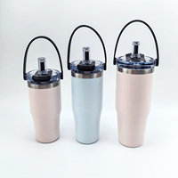 Gobelet de voiture moderne en acier inoxydable de 700/900/1200 ml, grande capacité, portable, avec paille, isotherme, pour crème glacée
