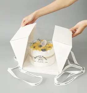 Caja de impresión de embalaje de alimentos Decoración de cumpleaños cinta capa individual Bento pastel caja de postre con Cupcake