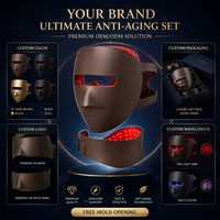 Masque facial et collier LED Photon en silicone de qualité alimentaire, double longueur d'onde rouge NIR, collagène anti-âge, luxe OEM