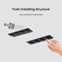 Foco Rectangular de aluminio Bestco con 4 cabezales, lámpara de techo LED COB lineal empotrada, luz de rejilla Trimless para interiores para hoteles