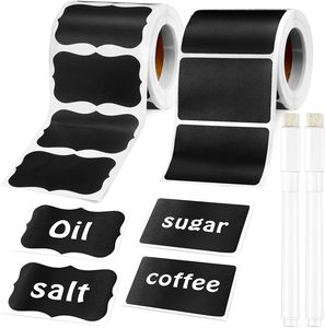 Venta al por mayor de etiquetas de pizarra, etiquetas adhesivas de tiza rectangulares y onduladas reutilizables para tarros, contenedores de almacenamiento, botellas, artesanía, cocina, despensa - Product Image 1