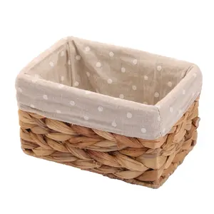 Thuis Kleine Kunst En Ambacht Decor Container Rechthoekige Rieten Organizer Box Storage Bin Waterhyacint Geweven Opslag Mand