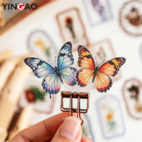 Autocollants papillon transparents en PET, impression UV personnalisée, imperméables, décoratifs et esthétiques, pour journalisation DIY, lot découpé