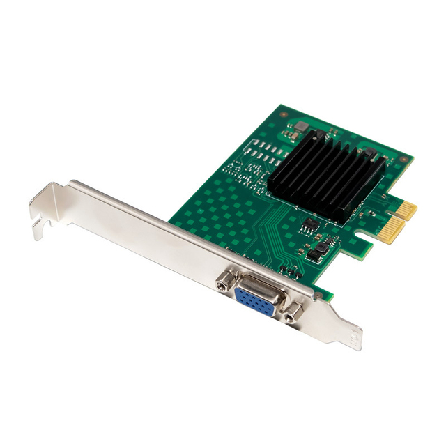 PCIe X1 SM750 Single Port VGA 2D Graphics Card Adapter Industrial Grade Low Power Wide Temp for HMI POS Server Digital Signage