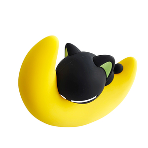 Ornement créatif et mignon d'animal couché avec une lune, en PVC, pour aquarium, jouets décoratifs pour aquarium, ornement d'aquarium mignon - Product Image 5