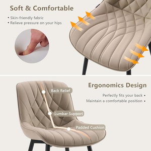 Chaises de salle à manger économiques en gros pour banquets et restaurants – Chaises de salle à manger modernes et minimalistes en tissu aspect lin matelassé à bas prix - Product Image 4