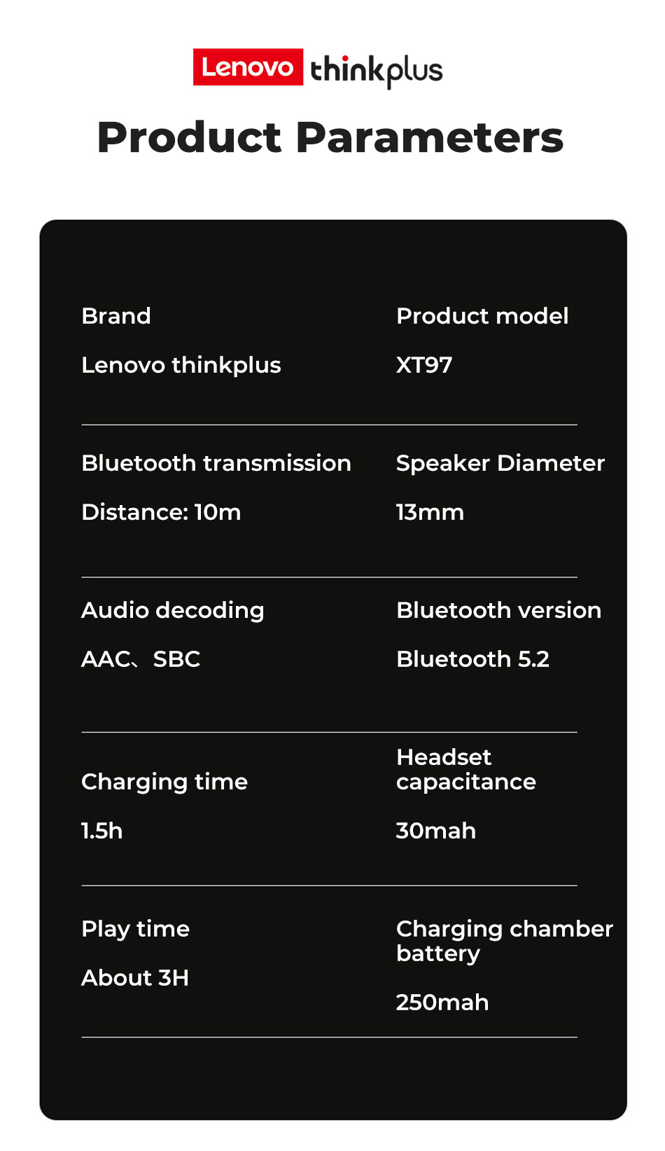 الأصلي لينوفو سماعة لاسلكية Xt97 Hd الدعوة الصمام Rgb الألعاب سماعة حر اليدين Blothooth Tws سماعات الأذن