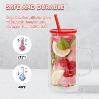 Mossion Wholesale Gobelet Globe à Neige en Verre Borosilicate Haute Qualité à Double Paroi Transparent 26Oz pour Sublimation avec Paille et Poignée, Écologique