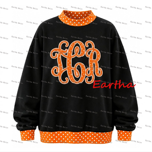 Felpa con Collo Alto per Bambini con Monogramma, Patchwork a Pois, Manica Lunga per Bambine, Pullover con Collo Alto - Product Image 4