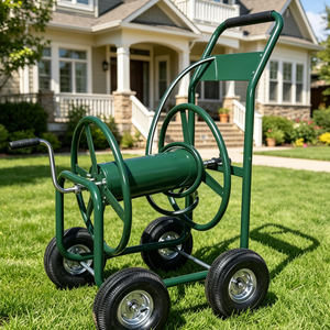 Chariot de jardin robuste pour <span class=keywords><strong>tuyau</strong></span> d'<span class=keywords><strong>arrosage</strong></span>, chariot roulant d'extérieur avec cadre en acier durable pour l'irrigation des jardins et l'utilisation agricole - Product Image 2