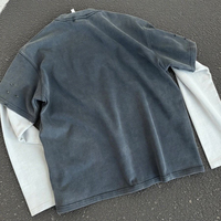 T-shirt à manches longues en coton personnalisé pour homme avec blocs de couleur classiques noir/blanc et imprimé sérigraphié, design streetwear décontracté
