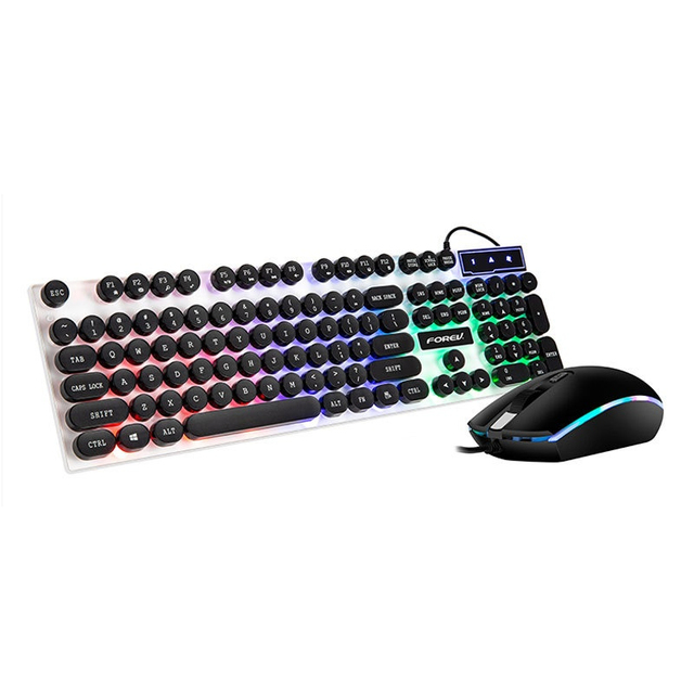 104-key Wired Keyboard and Mouse Set, with Crystal-punk Round Keycaps and Ultra-thin Design, Featuring Waterproof Function.