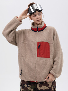 Combinaison <span class=keywords><strong>de</strong></span> <span class=keywords><strong>ski</strong></span> décontractée d'hiver en laine d'agneau à col montant pour hommes, <span class=keywords><strong>veste</strong></span> polaire chaude avec fermeture à glissière, conception transfrontalière - Product Image 4