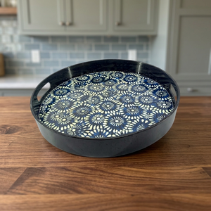 KAMRAN Handmade MDF <b>Wood</b> Round <b>Serving</b> Tray Handles Custom Printed Plant Floral Decorative Food Plate Type <b>Platter</b> for Wholesale - Product Image 1