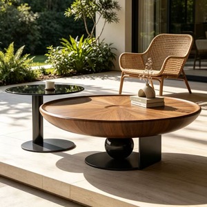 Luxury Modern Round Coffee <b>Table</b> <b>Nesting</b> Set with Fiberglass Top Eco-Friendly Living Room Furniture Wholesale - Product Image 4