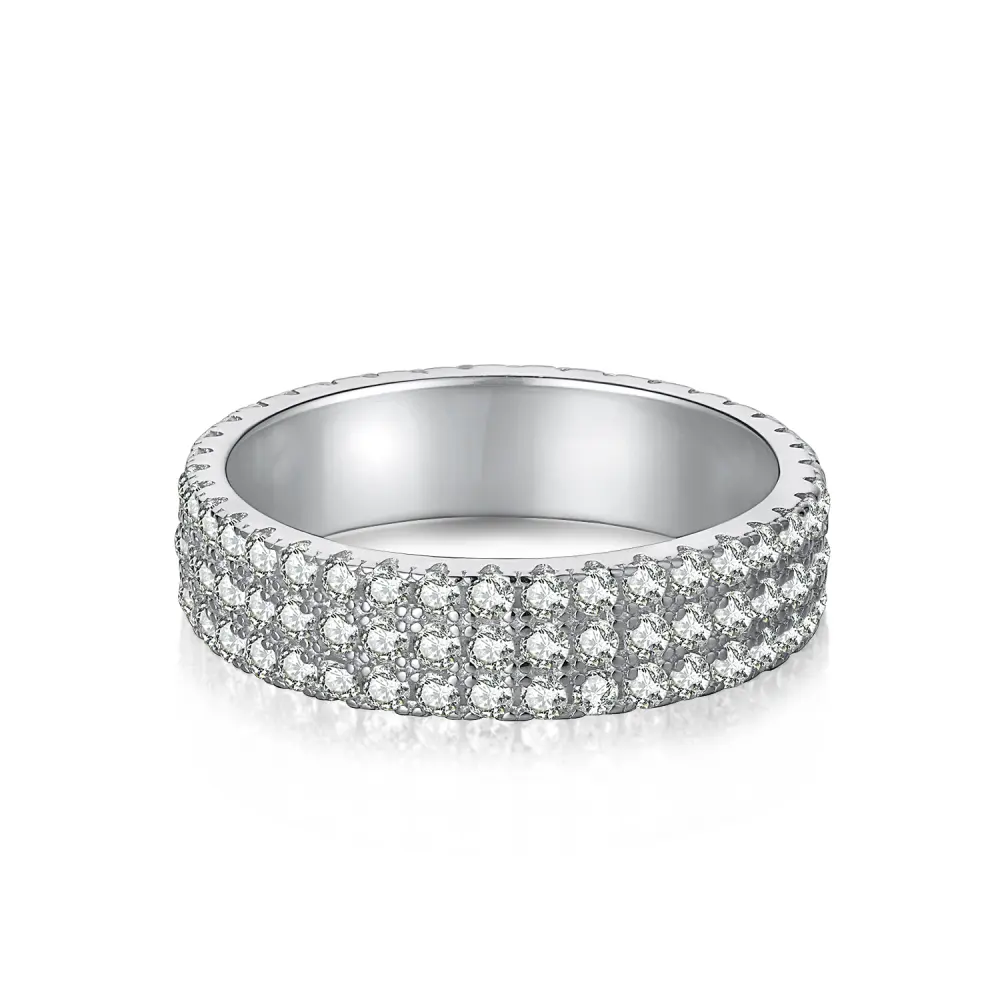 Dylam INS แหวนหิน AAAAA CZ ชุบทอง18K,แหวนเงินแท้925แหวนใส่นิ้วเพทาย3เส้นขายส่งแฟชั่น
