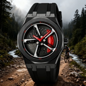 นาฬิกาควอทซ์ผู้ชายรุ่นใหม่ นาฬิกาแฟชั่นอะคริลิคทรงล้อแบบส่วนตัว เป็นมิตรกับสิ่งแวดล้อม นาฬิกาสำหรับนักแข่ง - Product Image 3