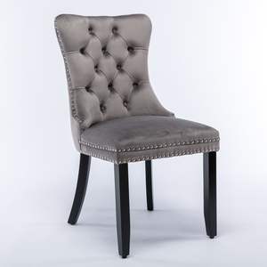 DB Nikki Collection Modern High-End Contemporary <b>Velvet</b> Upholstered <b>Dining</b> <b>Chair</b> with Solid Wood Legs and Nailhead Trim - Product Image 3