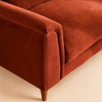 Fauteuil en velours de style moderne du milieu du siècle, orange rouille, avec pieds en bois effilés, pour salon, chambre ou bureau