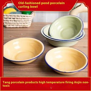 Bol en émail épaissi nostalgique à l'ancienne différentes tailles bassin de légumes ménagers soupe bol de riz prend en charge les assiettes - Product Image 5