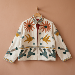 <b>Women</b> Soft Embroidered <b>Velvet</b> Bomber <b>Jacket</b> Floral Pattern Stand Collar Full Sleeve Casual Outerwear Autumn/Winter Woven - Product Image 2