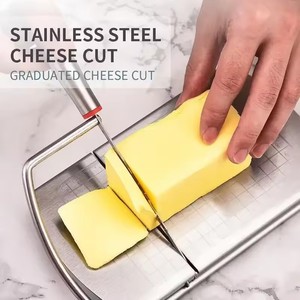 Outils de cuisine pour la maison, trancheuse à fromage en acier inoxydable, coupe-fil avec planche de mesure graduée, base antidérapante, pour couper le fromage, le <span class=keywords><strong>beurre</strong></span>, le gâteau, le <span class=keywords><strong>jambon</strong></span> - Product Image 4