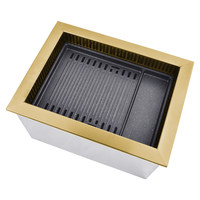 Barbecue coréen au charbon de bois en acier inoxydable avec échappement intégré, gril carré, combiné friture, gril de table commercial, télécommande