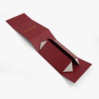Boîte cadeau magnétique pliable de luxe bordeaux, boîte d'emballage personnalisée avec logo en feuille d'or pour pâtisseries, biscuits et gâteaux avec sac de transport