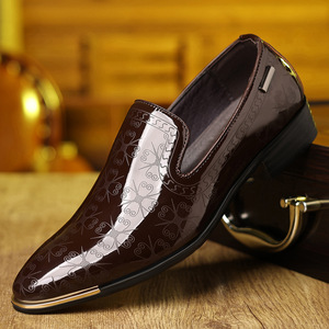 Mocassins en cuir verni à bout pointu, chaussures de mariage, semelle extérieure en caoutchouc amorti, doublure en cuir véritable, logo gravé - Product Image 4