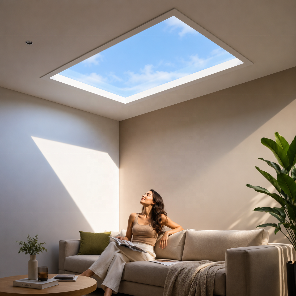 Smart Blue Sky Light Ceiling Lamp App Control Biological Rhythm Sun-like Artificial Skylight LED Panel For Bathroom Home Office · image 1