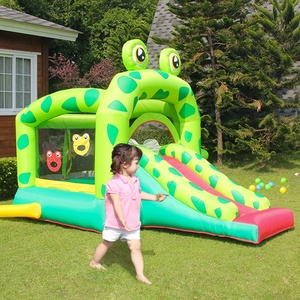 Piscine gonflable familiale avec trampoline, château à bulles, toboggan, jeux pour enfants, parc d'attractions, jeux de plage, en nylon vert - Product Image 3