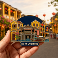 Aimant de réfrigérateur 3D en métal émaillé personnalisé, motif Pont Couvert de Hoi An, Vietnam, souvenir touristique, logo personnalisé