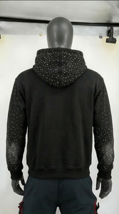 Sweat à capuche zippé 555 pour homme, en molleton bouclette, délavé à l'acide et effet vieilli, style streetwear, avec broderie appliquée personnalisée - Product Image 4