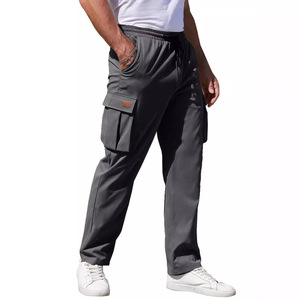 Été Nouveau <span class=keywords><strong>Pantalon</strong></span> <span class=keywords><strong>cargo</strong></span> multi-poches à cordon plat pour hommes - Product Image 1