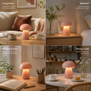 Lámpara de Escritorio LED Inalámbrica con Forma de Hongo, Portátil, Recargable, Luz Nocturna con Control Táctil, Función de Memoria, 3000K, Luz Cálida para Hotel - Product Image 2