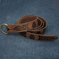 Sabuk Kulit Viking Abad Pertengahan dengan Ukiran untuk Kostum LARP Cosplay Renaissance Faire