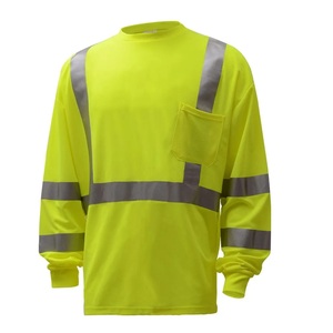 Camiseta antiestática de poliéster de alta visibilidad naranja fluorescente para hombre al por mayor, camiseta reflectante de seguridad larga para Taller de fábrica, logotipo personalizado - Product Image 4