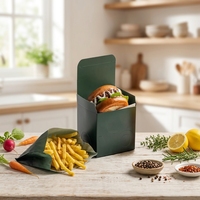 Boîtes à Hamburger et Frites de Luxe Personnalisées avec Logo - Contenants Jetables en Matériaux Recyclés, Impression Évanescente, Papier Kraft