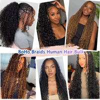 Cheveux humains vierges non tissés en vrac, ondulés profonds, pour tresses bohèmes et extensions de cheveux naturels – Vente en gros